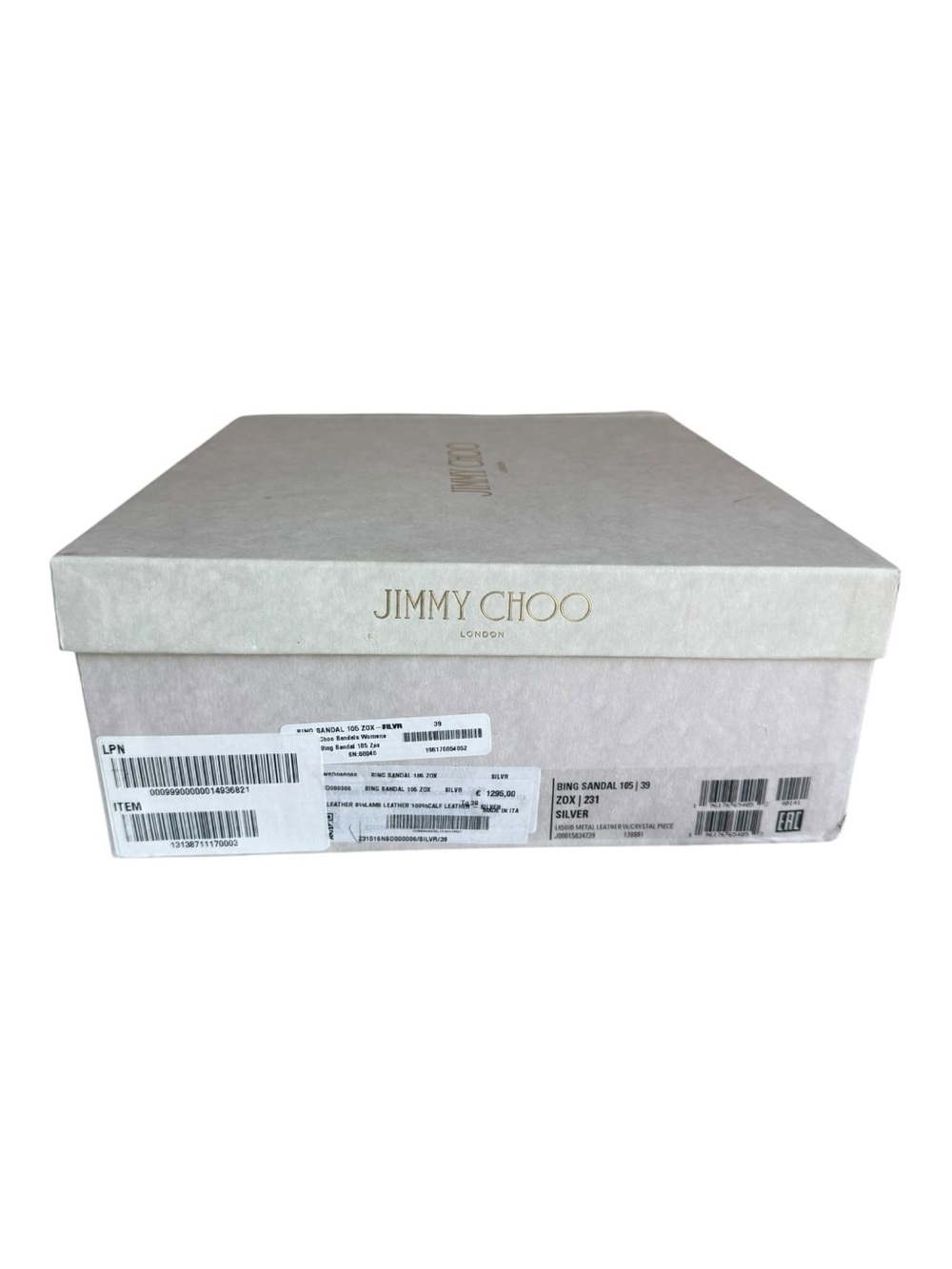 Jimmy Choo Bing Rhinestone Sandal 105mm Zox 231 Silver 39 Dust bags NIB $1295 - Picture 4 of 4